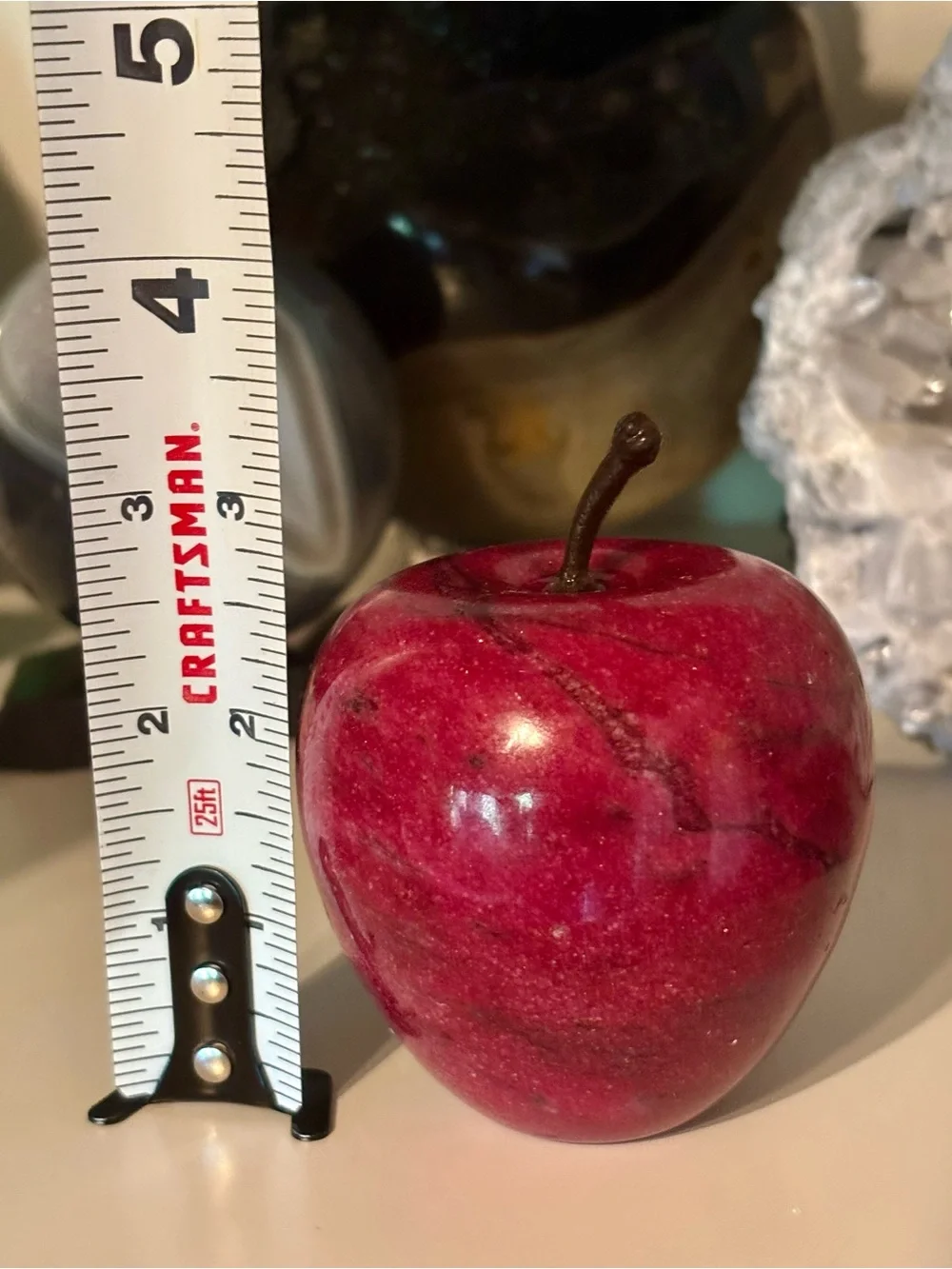 🍎💎 Red Aventurine Crystal Apple – Polished Natural Stone Carving 1 lb